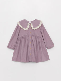 Bebe Yaka Uzun Kollu K?z Bebek Kadife Elbise