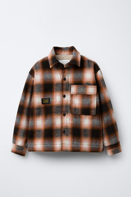 CHECK OVERSHIRT WITH FAUX SHEARLING LINING