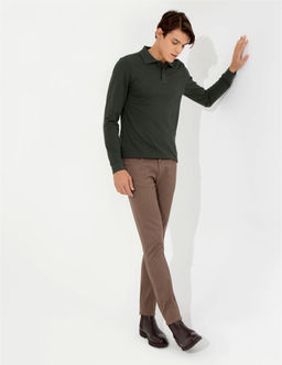 Kahverengi Slim Fit Kanvas Pantolon