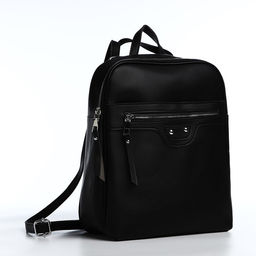 Рюкзак женский из искусственной кожи на молнии, 3 кармана, цвет чёрный - Simaland фото 2