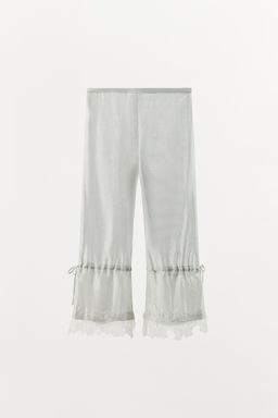 PANTAL?N CAPRI RAYAS ENCAJE / Crudo / Beige - Zara фото 6