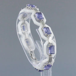 Браслет Октагон из белой керамики с Александритом, покрытие светлый металл, длина 18см - Agat77 фото 2