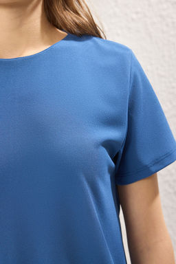 Siyah Shift/Duz Mini K?sa Kol Bisiklet Yaka Orme Elbise TWOSS25EL00162 - Trendyolmilla фото 7