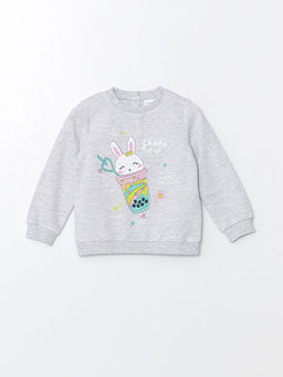 Bisiklet Yaka Uzun Kollu K?z Bebek Sweatshirt ve E?ofman Alt 2li Tak?m - Waikiki фото 2