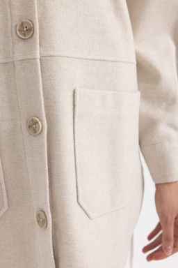 Рубашка-туника из габардина с длинными рукавами Relax Fit - Defacto фото 5