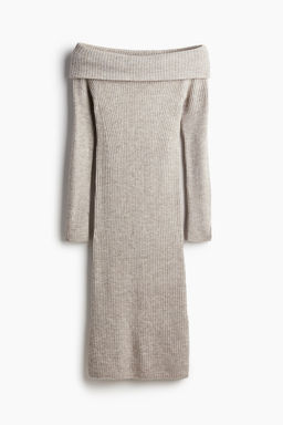 Vestido off-the-shoulder en punto de canale - H&m фото 5