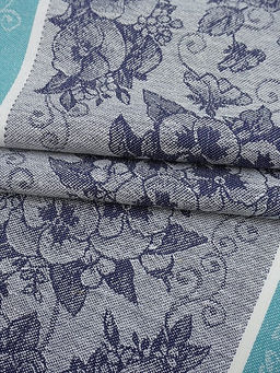 Холст полотенечный жаккард Нежная фиалка цв.чернильный, ш.0.5м, лен-30%, хл-70%, 210гр/м.кв - Купава фото 3