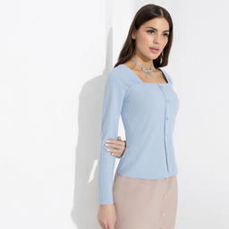 Блуза, Аппетитные формы (небесный свет, с поясом) - Charutti фото 6