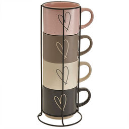 Ф11-053L/4 Набор кружек 4 пр.(400 мл) на подставке "Love" (12)