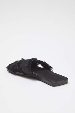 Trendyol Shoes Ekru Puskul Detayl? Denim Capraz Bantl? Kad?n Terlik TAKSS25TE00043 - Trendyolmilla фото 9