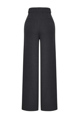 TRENDYOLMILLA Gri Wide Leg Genis Paca Pileli Dokuma Pantolon TWOAW25PL00105  фото 7