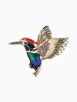 Брошь «Птица» колибри, цветная в золоте