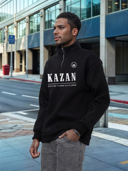 Толстовка мужская с зип-воротником "Kazan" черный