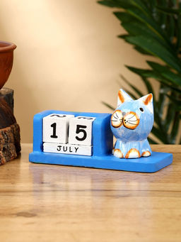Календарь настольный Котик, 1367 см, дерево, синий