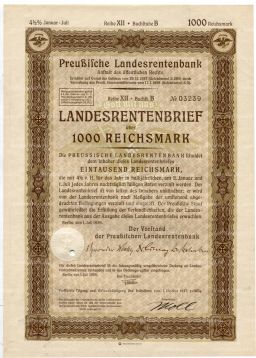 Облигация 4,5% 1000 рейхсмарок 1939 года Германия