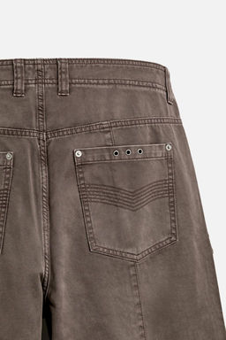 STITCHED WASHED-EFFECT TROUSERS - Zara фото 9