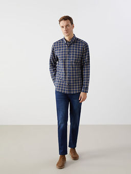 Regular Fit Uzun Kollu Ekose Gabardin Erkek G?mlek