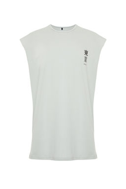 TRENDYOL MAN Gri Oversize Fit Uzak Dogu Bask?l? Atlet-T-Shirt TMNSS23AL00007 - Trendyolmilla фото 5
