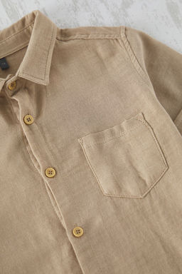 Gri Erkek Cocuk %100 Pamuklu Basic K?sa Kollu Regular/Normal Kesim Dokuma Gomlek TKDSS25GO00006 - Trendyolmilla фото 4