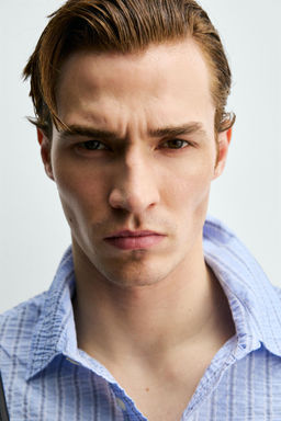 CAMISA RAYAS EFECTO ARRUGADO / Celeste - Zara фото 5