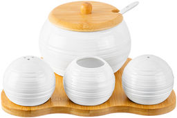 Набор 4 пр.-20*17*9 см Шелк- Сахарница+Вазочка под зубоч. и набор д/спец. 2 пр.на бам.подстав - Elan gallery фото 5