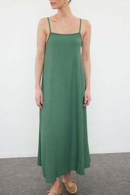 TRENDYOLMILLA Siyah Ayarlanabilir Ask?l? A-Line Burumcuk/Dokulu Orme Maxi Elbise TWOSS24EL00060  фото 31