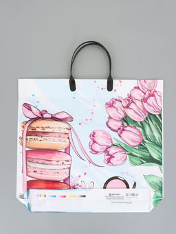 Цена за 10 шт. Пакет "Комплимент ассорти", полиэтиленовый с пластиковой ручкой, 38 х 34 + 3 см, 90 мкм