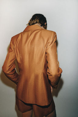 BLAZER CON LINO BOT?N FORRADO / Curry - Zara фото 6