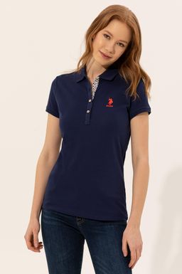 U. S. Polo Assn Женская темно-синяя базовая футболка с воротником-поло
