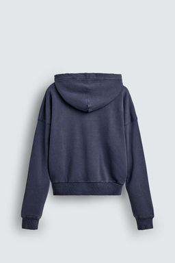 SUDADERA COMBINADO WAFFLE CAPUCHA / Azul tinta