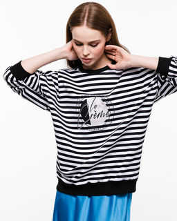 Свитшот хлопковый полосатый с наклейкой, тельняшка - Elena sorti фото 10
