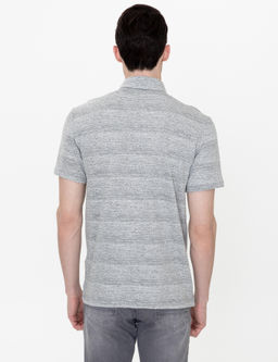 Gri Melanj Slim Fit Bask_l_ Polo Yaka Ti__rt