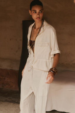 LINEN BLEND SAFARI SHIRT - Zara фото 11