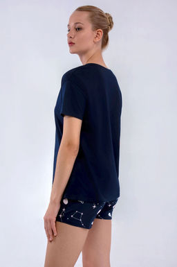 Арт. 9161 Пижама с шортами 42-50 (5 шт) Цвет:верх-темно-синий, низ-темно-синий - Калинка фото 3