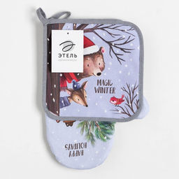 Набор Кухонный Magic winter, варежка-прихватка 20х28см, прихватка 19х19см, 100% хл - Этель фото 6
