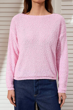 Pembe Dokulu Kay?k Yaka Triko Kazak TWOSS26KZ00007 - Trendyolmilla фото 10