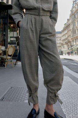 HOUNDSTOOTH TROUSERS WITH TIE HEM - Zara фото 2