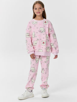 Брюки для девочек розовые с принтом - Mark formelle фото 3