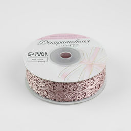 Лента фигурная Ромашки, 25 мм, 9 0,5 м, цвет пудровый - Арт узор фото 2