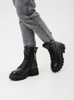 Ботинки 346.чанкиbl. Черный макс/Байка