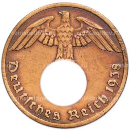 Монета 1 рейхспфенниг 1938 года A Германия