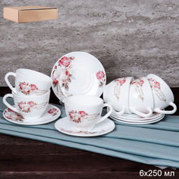 Чайный набор 12 предметов 220 мл картон / GB220/GD55-6A (6916) /уп 8/ серия Чайная роза