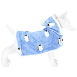 "Пэт тойс (Pet toys)" Одежда для собаки "Накидка на меху" "Овечка" с капюшоном, с помпоном, на кнопках, р-р L, длина спинки 40см/обхват шеи 40-44см, цвет-голубой, флис/искусственный мех (100% полиэстер) (Китай)