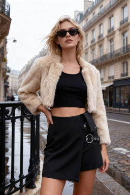 Siyah Kemer Detayl? Dokuma Sort Etek TWOAW21SR0034