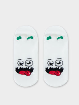 Цена за 5 пар! Носки детские белые с рисунком в виде мордочки монстра - Mark formelle фото 4