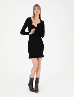 Siyah Ex. Slim Fit Triko Elbise - Pierre cardin фото 4