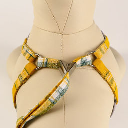 Комплект амуниции с мягкой шлейкой, 120 х 1 см, ОШ 28-54 см, ОГ 36-60 см, серо-жёлтая клетка - Пижон фото 5