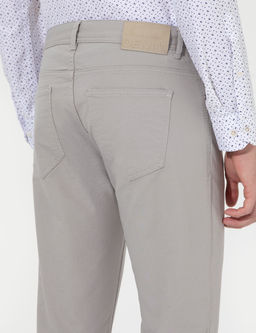 A__k Gri Slim Fit Kanvas Pantolon