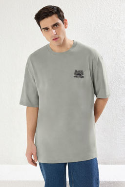 TRENDYOL MAN Antrasit Unisex Oversize/Genis Kesim Bask?l? %100 Pamuk T-Shirt TMNSS25TS00031 - Trendyolmilla фото 6