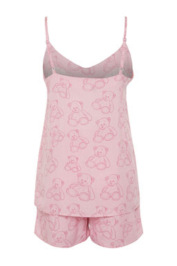 Trendyolmilla Pembe Ay?c?kl? Ip Ask?l? Viskon Sortlu Dokuma Pijama Tak?m? THMSS24PT00068
